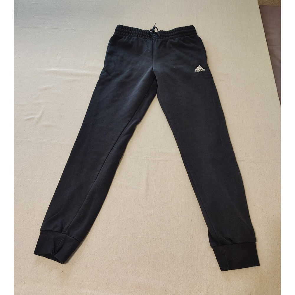 Adidas Black Jogger Sweatpants Men's Size S Embroidered Logo Drawstring Waist 12